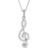 14K White 1/4CTW Diamond Petite Treble Clef 16 Necklace - 8584160000P photo