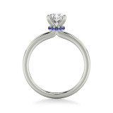 Artcarved Bridal Mounted with CZ Center Classic Solitaire Engagement Ring 18K White Gold & Blue Sapphire - 31-V815SGVW-E.02 photo 3