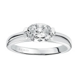 Artcarved Bridal Semi-Mounted with Side Stones Contemporary Engagement Ring Leona 14K White Gold - 31-V443EVW-E.01 photo 2
