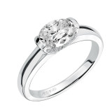 Artcarved Bridal Semi-Mounted with Side Stones Contemporary Engagement Ring Leona 14K White Gold - 31-V443EVW-E.01 photo