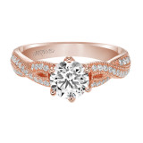 Artcarved Bridal Mounted with CZ Center Contemporary Twist Diamond Engagement Ring Calla 14K Rose Gold - 31-V200ERR-E.00 photo 2