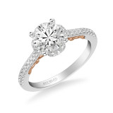 Artcarved Bridal Semi-Mounted with Side Stones Classic Lyric Halo Engagement Ring Gladys 18K White Gold Primary & Rose Gold - 31-V1010GRWR-E.03 photo