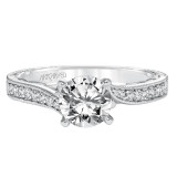 Artcarved Bridal Semi-Mounted with Side Stones Vintage Filigree Diamond Engagement Ring Lavinia 14K White Gold - 31-V624ERW-E.01 photo 2