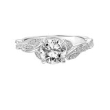 Artcarved Bridal Mounted with CZ Center Contemporary Floral Halo Engagement Ring Petaluma 18K White Gold - 31-V901ERW-E.02 photo 2