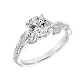 Artcarved Bridal Mounted with CZ Center Contemporary Floral Halo Engagement Ring Petaluma 18K White Gold - 31-V901ERW-E.02 photo