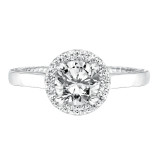 Artcarved Bridal Mounted with CZ Center Contemporary Rope Halo Engagement Ring Winnie 14K White Gold - 31-V673ERW-E.00 photo 2