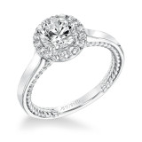 Artcarved Bridal Mounted with CZ Center Contemporary Rope Halo Engagement Ring Winnie 14K White Gold - 31-V673ERW-E.00 photo