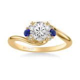 Artcarved Bridal Mounted with CZ Center Contemporary Engagement Ring 18K Yellow Gold & Blue Sapphire - 31-V1030SERY-E.02 photo 2
