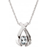 14K White 7x5 mm Oval Aquamarine & .08 CTW Diamond 18 Necklace - 6904564911P photo