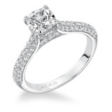 Artcarved Bridal Semi-Mounted with Side Stones Classic Pave Diamond Engagement Ring Blair 14K White Gold - 31-V606FUW-E.01 photo