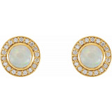 14K Yellow 5 mm Opal & 1/6 CTW Diamond Halo-Style Earrings - 86481601P photo 2