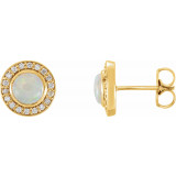 14K Yellow 5 mm Opal & 1/6 CTW Diamond Halo-Style Earrings - 86481601P photo