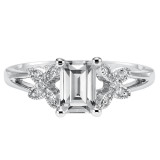 Artcarved Bridal Semi-Mounted with Side Stones Vintage Engagement Ring Camila 14K White Gold - 31-V307EEW-E.01 photo 2
