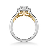 Artcarved Bridal Mounted with CZ Center Classic Lyric Halo Engagement Ring Cleo 14K White Gold Primary & 14K Yellow Gold - 31-V1011ERWY-E.00 photo 3