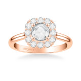 Artcarved Bridal Mounted Mined Live Center Classic Rose Goldcut Halo Engagement Ring Irma 18K Rose Gold - 31-V967CRR-E.01 photo 2