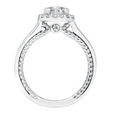 Artcarved Bridal Semi-Mounted with Side Stones Contemporary Rope Halo Engagement Ring Winnie 14K White Gold - 31-V673ERW-E.01 photo 3