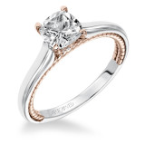 Artcarved Bridal Semi-Mounted with Side Stones Contemporary Rope Solitaire Engagement Ring Cameron 14K White Gold Primary & 14K Rose Gold - 31-V589FUR-E.01 photo
