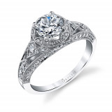 0.64tw Semi-Mount Engagement Ring With 1ct Round Head photo