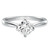 Artcarved Bridal Semi-Mounted with Side Stones Classic Solitaire Engagement Ring Nancy 14K White Gold - 31-V404ERW-E.02 photo 2