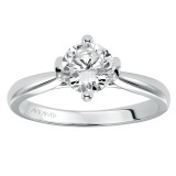 Artcarved Bridal Semi-Mounted with Side Stones Classic Solitaire Engagement Ring Nancy 14K White Gold - 31-V404ERW-E.02 photo 4