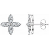 14K White 1 1/4 CTW Diamond Flower Earrings - 65296460001P photo