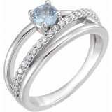 14K White Aquamarine & 1/4 CTW Diamond Ring - 71919600P photo