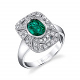 1.76tw Semi-Mount Engagement Ring With 1.20ct Oval Emerald photo