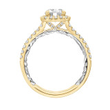 Artcarved Bridal Mounted with CZ Center Classic Lyric Halo Engagement Ring Mellie 18K Yellow Gold Primary & White Gold - 31-V934ERYW-E.02 photo 4