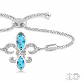 Ashi Sterling Silver White Single Cut Diamond and Blue Topaz Bracelet photo 2