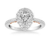 Artcarved Bridal Semi-Mounted with Side Stones Classic Lyric Halo Engagement Ring Demi 14K White Gold Primary & 14K Rose Gold - 31-V1005EPWR-E.01 photo 2
