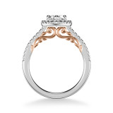 Artcarved Bridal Semi-Mounted with Side Stones Classic Lyric Halo Engagement Ring Demi 14K White Gold Primary & 14K Rose Gold - 31-V1005EPWR-E.01 photo 3