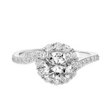Artcarved Bridal Mounted with CZ Center Contemporary Twist Halo Engagement Ring Sierra 18K White Gold - 31-V888ERW-E.02 photo 2
