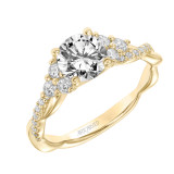 Artcarved Bridal Mounted with CZ Center Contemporary 3-Stone Engagement Ring 14K Yellow Gold - 31-V889ERY-E.00 photo