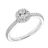 Artcarved Bridal Semi-Mounted with Side Stones Classic One Love Halo Engagement Ring Layla 18K White Gold - 31-V324BRW-E.05 photo