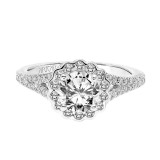 Artcarved Bridal Semi-Mounted with Side Stones Classic Halo Engagement Ring Luella 18K White Gold - 31-V806ERW-E.03 photo 2