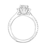 Artcarved Bridal Semi-Mounted with Side Stones Classic Halo Engagement Ring Luella 18K White Gold - 31-V806ERW-E.03 photo 3