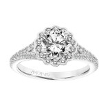Artcarved Bridal Semi-Mounted with Side Stones Classic Halo Engagement Ring Luella 18K White Gold - 31-V806ERW-E.03 photo 4