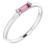 14K White Pink Tourmaline Stackable Ring - 122887619P photo