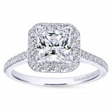 Gabriel & Co 14k White Gold Princess Cut Halo Engagement Ring photo