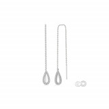 Ashi 10k White Gold Rain Drop Threader Diamond Earrings photo