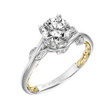 Artcarved Bridal Semi-Mounted with Side Stones Contemporary Lyric Engagement Ring Charnelle 14K White Gold Primary & 14K Yellow Gold - 31-V922GRWY-E.01 photo 2