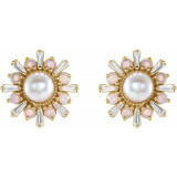 14K Yellow Akoya Pearl, White Opal & 1/6 CTW Diamond Earrings - 87076606P photo 2
