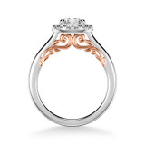 Artcarved Bridal Mounted with CZ Center Classic Lyric Halo Engagement Ring Cleo 14K White Gold Primary & 14K Rose Gold - 31-V1011ERWR-E.00 photo 3