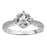 Artcarved Bridal Mounted with CZ Center Vintage Engraved Diamond Engagement Ring Calista 14K White Gold - 31-V492GRW-E.00 photo 4