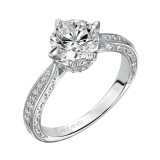 Artcarved Bridal Mounted with CZ Center Vintage Engraved Diamond Engagement Ring Calista 14K White Gold - 31-V492GRW-E.00 photo