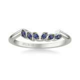 Artcarved Bridal Mounted with Side Stones Contemporary Wedding Band 18K White Gold & Blue Sapphire - 31-V317SW-L.01 photo 2