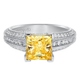 Artcarved Bridal Semi-Mounted with Side Stones Vintage Milgrain Diamond Engagement Ring Devyn 14K White Gold - 31-V538HCW-E.01 photo 2