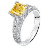 Artcarved Bridal Semi-Mounted with Side Stones Vintage Milgrain Diamond Engagement Ring Devyn 14K White Gold - 31-V538HCW-E.01 photo 4