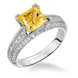 Artcarved Bridal Semi-Mounted with Side Stones Vintage Milgrain Diamond Engagement Ring Devyn 14K White Gold - 31-V538HCW-E.01 photo