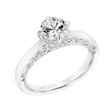 Artcarved Bridal Semi-Mounted with Side Stones Vintage Filigree Solitaire Engagement Ring Elsie 14K White Gold - 31-V793ERW-E.01 photo